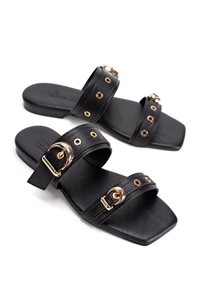 PASSAGE SHOES Γυναικείες παντόφλες με λεπτομέρειες Trok και Toka 6330 BLACK-2