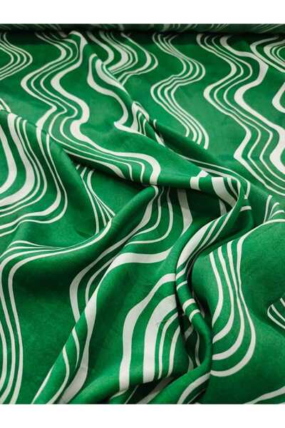 GrandTekstil Kumaş Yeşil Desenli Viskon Elbise Tunik Pantolon Tişört Yazlık