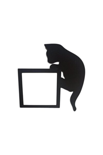 EHA Decoratiune priza CLIMBING CAT, lemn, 65x65 mm, negru,