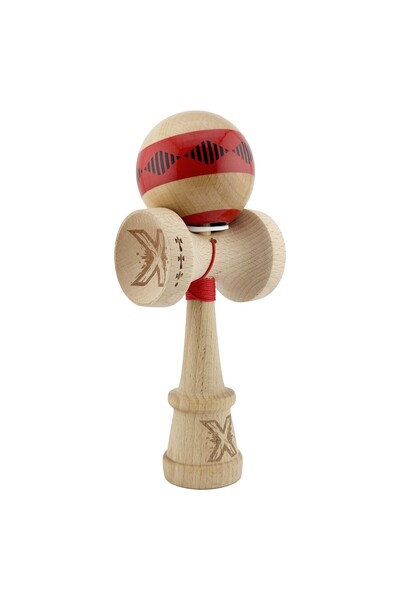 Cyrax Kendama X Original FREQUENCY, Șnur de 55 cm Roșu/Maro