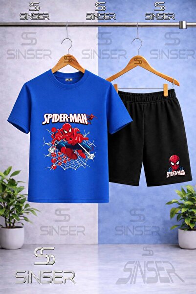 SS SİNSER Children's Orumcekman Beyaz Agli Ag Firlatan Printed Crew Neck T-Sh...