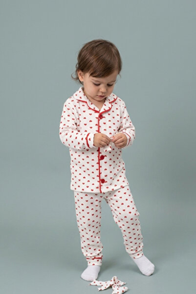 zumino Heart Pattern Baby Girl & Kids Pajama Set Top and Bottom (6 Months - 1...