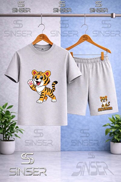 SS SİNSER Children's Sinser Kaplan Tek Pati Havada Printed Crew Neck T-Shirt ...