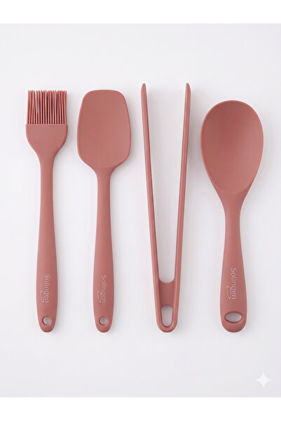 Rodiya Home Premium Pink Silicone Serving Set - 4 Piece Fireproof Non-Stick K...