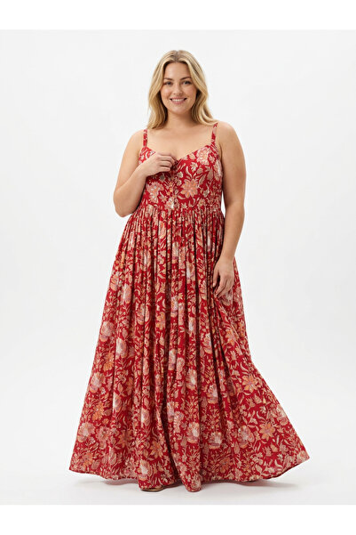 OEM Long sleeveless dress made of hand-printed Cotton