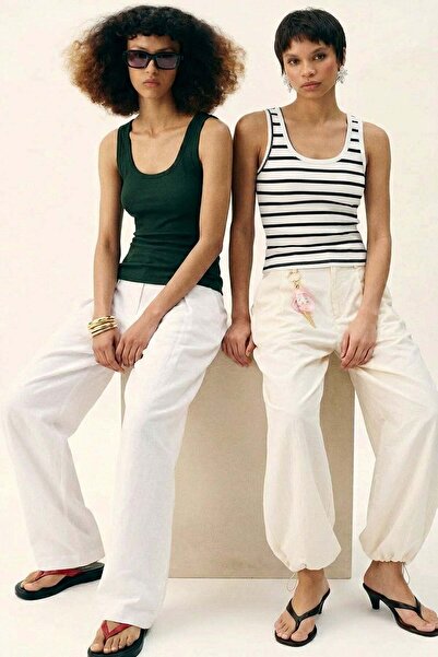 COTENCONCEPT 2 τεμάχια Ριμπ Φιτ μπλουζάκια με κορδόνια, με λαιμόκοψη U, μπροσ...