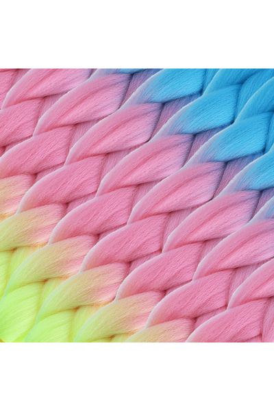 Generic Brand Afrika Örgülük Ombreli Sen 100 Gr. Light Pink / Pink / Neon Yellow
