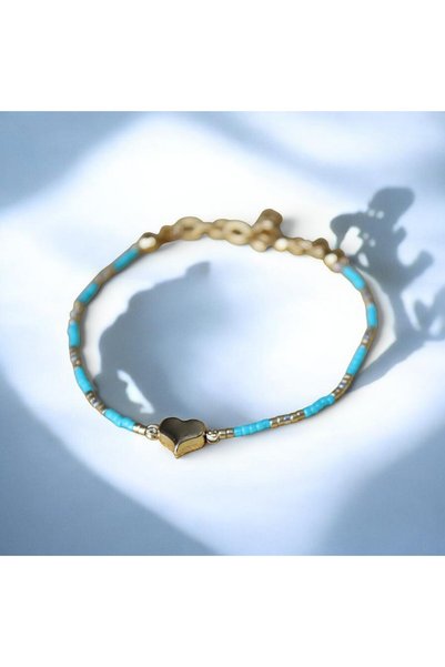 DEHNA Turquoise Miyuki Beads Heart Adjustable Women's Bracelet Summer Jewelry