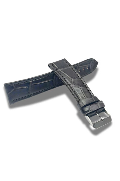 OEM Curea Ceas Piele Naturala Maro Inchis cu Imprimeu Crocodil 22mm