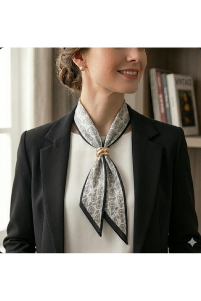 aseh shop Λεπτό φουλάρι με έθνικ σχέδια και χρυσή πόρπη