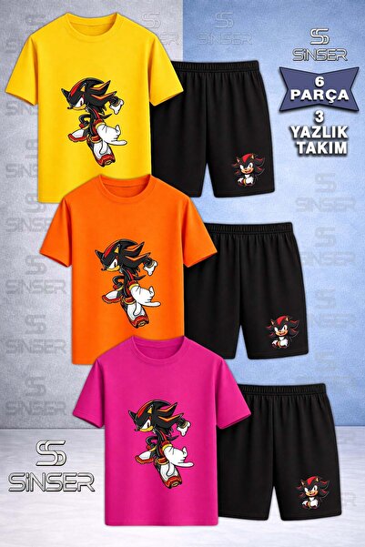 SS SİNSER Παιδικό SNIC HUCUM BLACK Σετ μπλουζάκι 3 τεμαχίων με στάμπα και σορτς