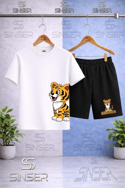 SS SİNSER Children's Sinser Kaplan Left Side Printed Crew Neck T-Shirt - Shor...