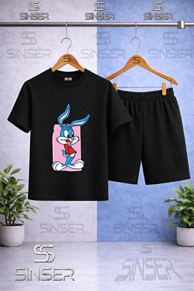 SS SİNSER Children's Tavsan Boys Pink Canvas Printed Crew Neck T-Shirt - Shor...