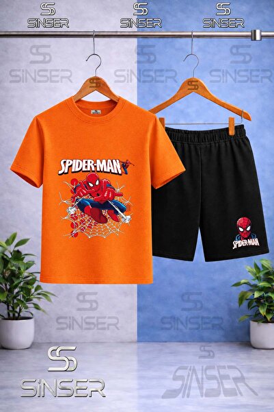 SS SİNSER Children's Orumcekman Beyaz Agli Ag Firlatan Printed Crew Neck T-Sh...