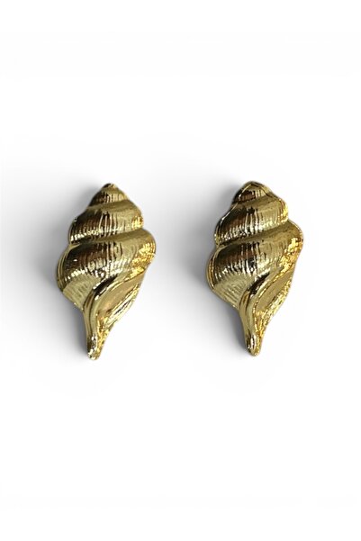 stravis Gold Color Vintage Earrings with Sea Shell Figures