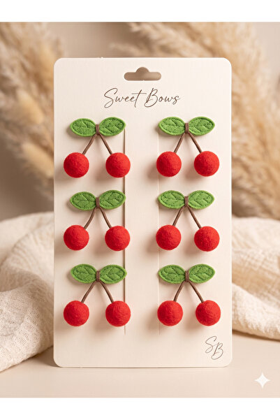 Laria Σετ 6 τεμαχίων παιδικών κλιπ μαλλιών με φιγούρες κερασιών για κοριτσάκια