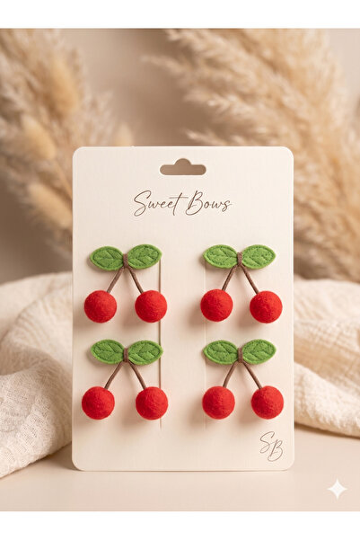 Laria Σετ 4 τεμαχίων κοριτσίστικες κλιπ μαλλιών με σχέδιο κεράσι