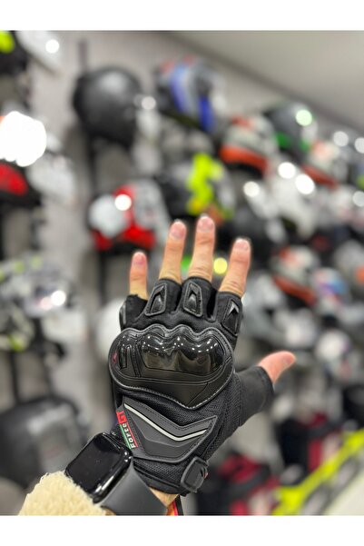 Forte GT Unisex PVC Korumalı Kaymaz Yapı Siyah Parmaksız Motosiklet Eldiveni ...
