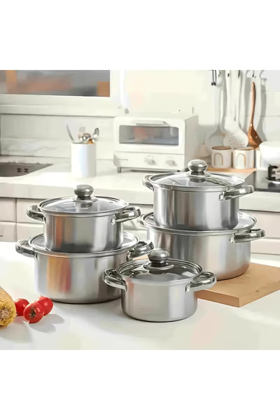 OEM Σετ κατσαρολών από ανοξείδωτο ατσάλι 10 τεμαχίων, 5 κατσαρόλες + 5 καπάκι...