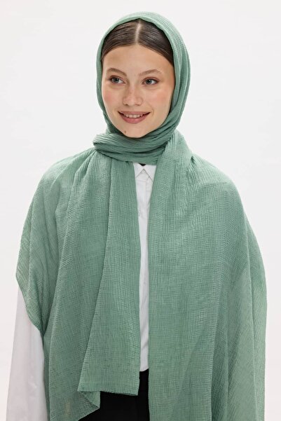 lavinscarfs Modal Crinkle Muslin Mint Green Shawl