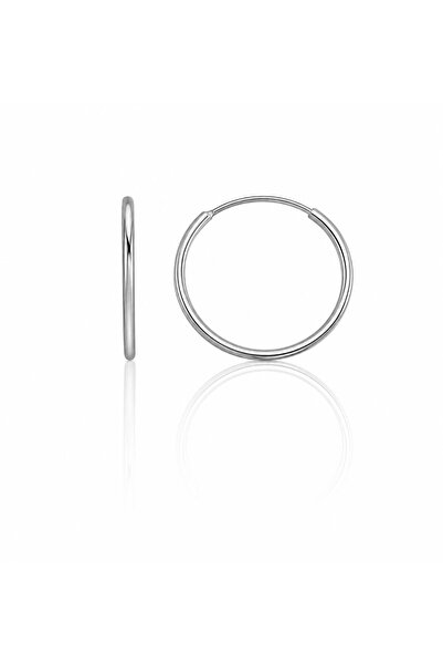 LA MİA FELİCİTA 925 Ayar Gümüş Halka Küpe Rodium Kaplama 17mm Unisex Klasik Şık