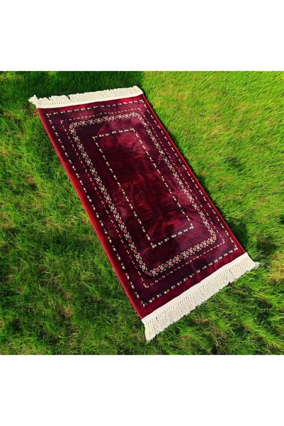 KAWSAR Sadu Heritage Prayer Rug – Traditional Red Islamic Prayer Mat, Soft Lightweight Single Sajjadah for Daily Salah