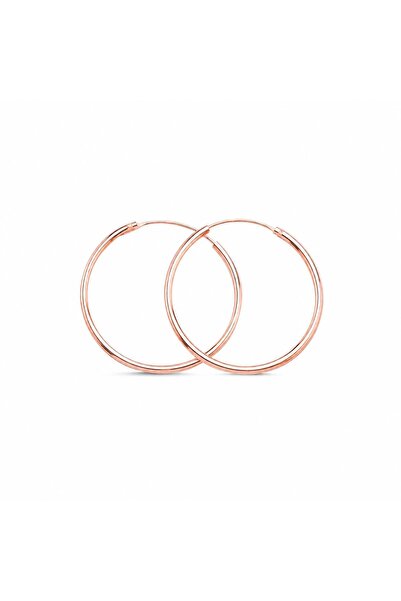 LA MİA FELİCİTA 925 Ayar Gümüş Rose Kaplama Halka Küpe 30mm Unisex Klasik Şık