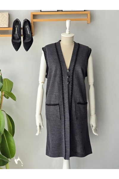 ENDAMIM Γυναικείο πλεκτό γιλέκο μεγάλου μεγέθους με λαιμόκοψη καγιάκ, τσέπες ...