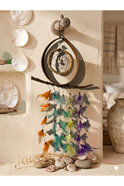 Ahşap Evi Dream Catcher Düş Kapanı Duvar Süsü Bohem Dekoratif El Yapımı Bahçe...