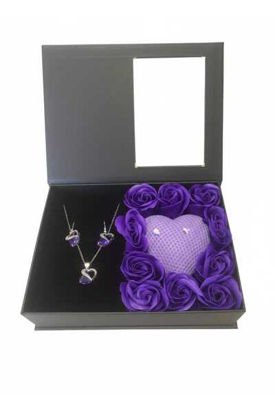 OEM Set cadou Love Forever, lumanare inima parfumata, bijuterii cu cristale m...