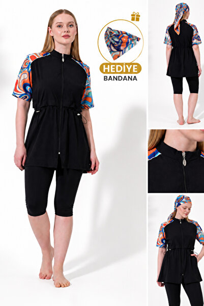 İYİBU Γυναικείο ημικλειστό μαγιό 5 τεμαχίων με φερμουάρ και κοντό μανίκι, αθλ...