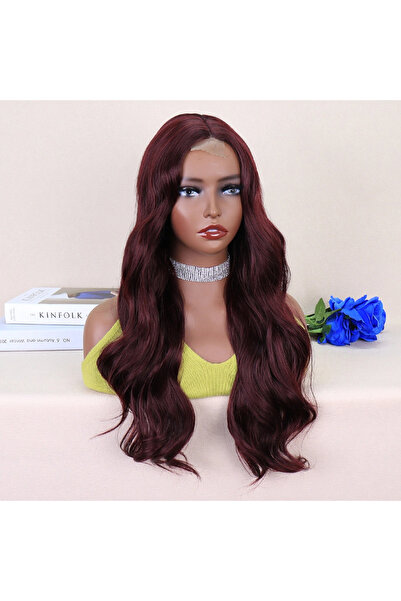 Generic Brand Dark Red Brown Tulle Wig