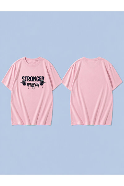 LORVEX STRONGER EVERY DAY Tricou unisex supradimensionat, imprimat, 100% bumb...