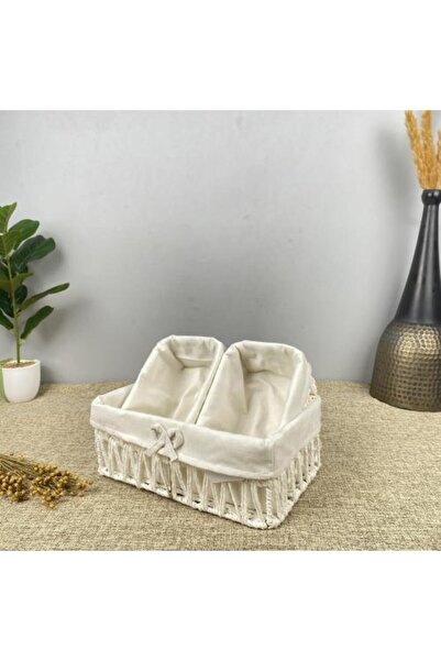 sallat almawasim Rectangular Storage Basket Set White 3 Pieces