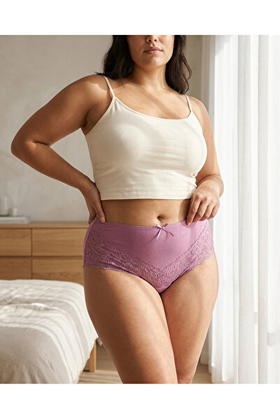 Zena Γυναικείο εσώρουχο με ελαστική μέση και δαντέλα σε μεγάλο μέγεθος