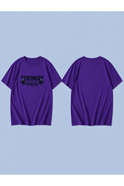 LORVEX STRONGER EVERY DAY Tricou unisex supradimensionat, imprimat, 100% bumb...