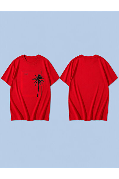 LORVEX Good Vibes Palm Printed 100% Cotton Oversize Unisex T-Shirt Relaxed Fi...