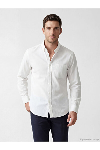 LC Waikiki Nevavm Regular Fit Linen-Look Men's Basic Shirt with a Difference