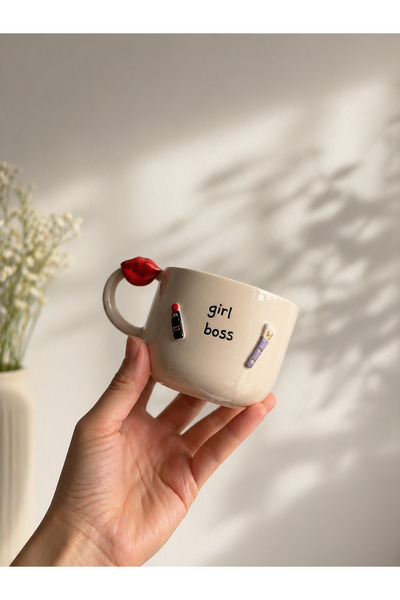 RinaSeramik El Yapımı Seramik Mug Girl Boss