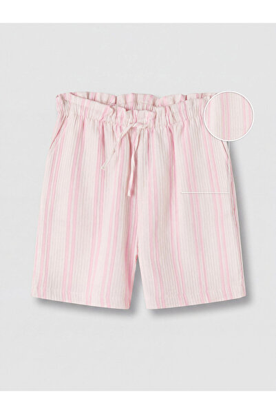 LC Waikiki Sparkling Choices Striped Girls' Muslin Shorts from Shining Store