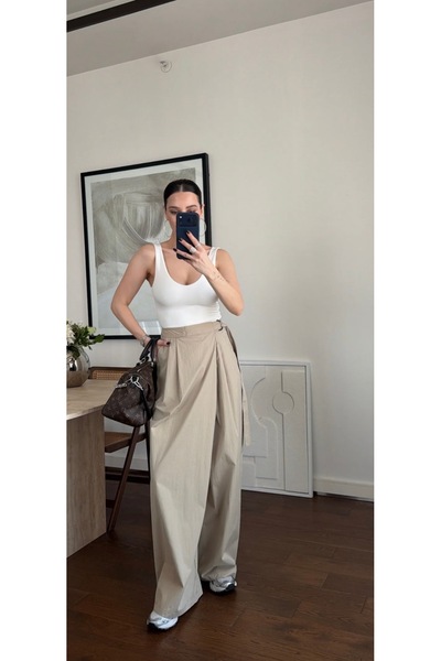 ESSA Kemer detaylı cotton pantolon