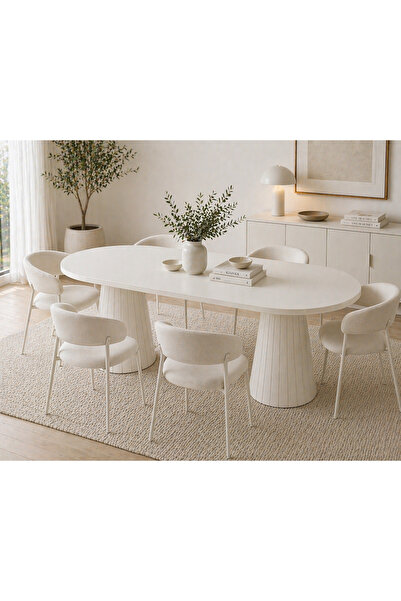 Trihome Tamamı Doğal Gürgen Masif Ahşap Yemek Masası 160x90 cm – Oval Modern ...