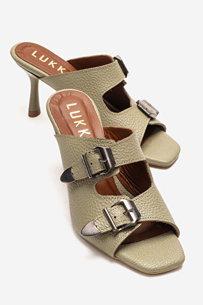 by selvi Lukka Shoes Γυναικείες παντόφλες με διπλή πόρπη και λεπτό τακούνι απ...