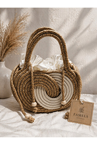 Famels Τσάντα χειρός Sahara πλεκτή στο χέρι, τύπου Infinity Rope Bag, για βρα...