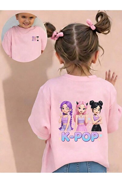 SVART WEAR تي شيرت K-POP مطبوع برقبة دائرية 100% قطن وأكمام قصيرة للأطفال وال...