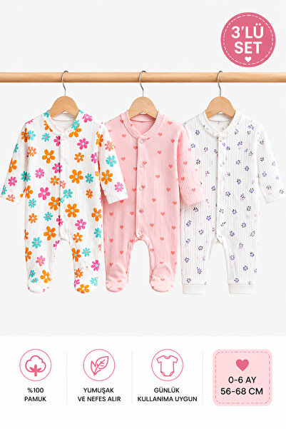 MYZİ STORE Βρεφικό κοριτσίστικο σετ φόρμας με λουλουδάτο σχέδιο 3 τεμαχίων, 2...