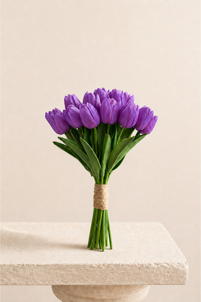 Mirilliahome 10-Piece Purple Wet Tulip Bouquet Natural-Looking Decorative Art...