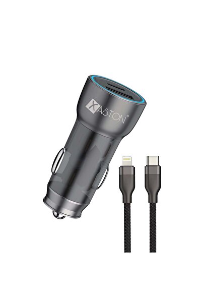 XASTON CAR CHARGER 30 W PD + 22.5 QC 3.0 WITH 27 W TYPE C - LIGHTNING 1 M BRA...