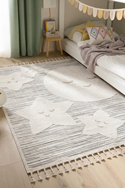 CarpetKA Home Ay ve Yıldız Desenli Çocuk Halısı