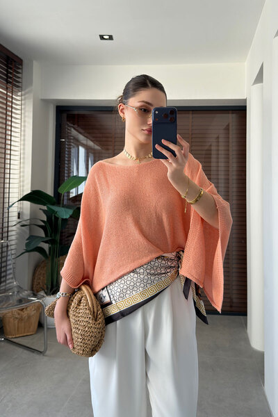 MAGARDE Μπλούζα με λαιμόκοψη καγιάκ και μανίκι νυχτερίδα, μερσεριζέ - ΣΟΛΟΜΟΝ